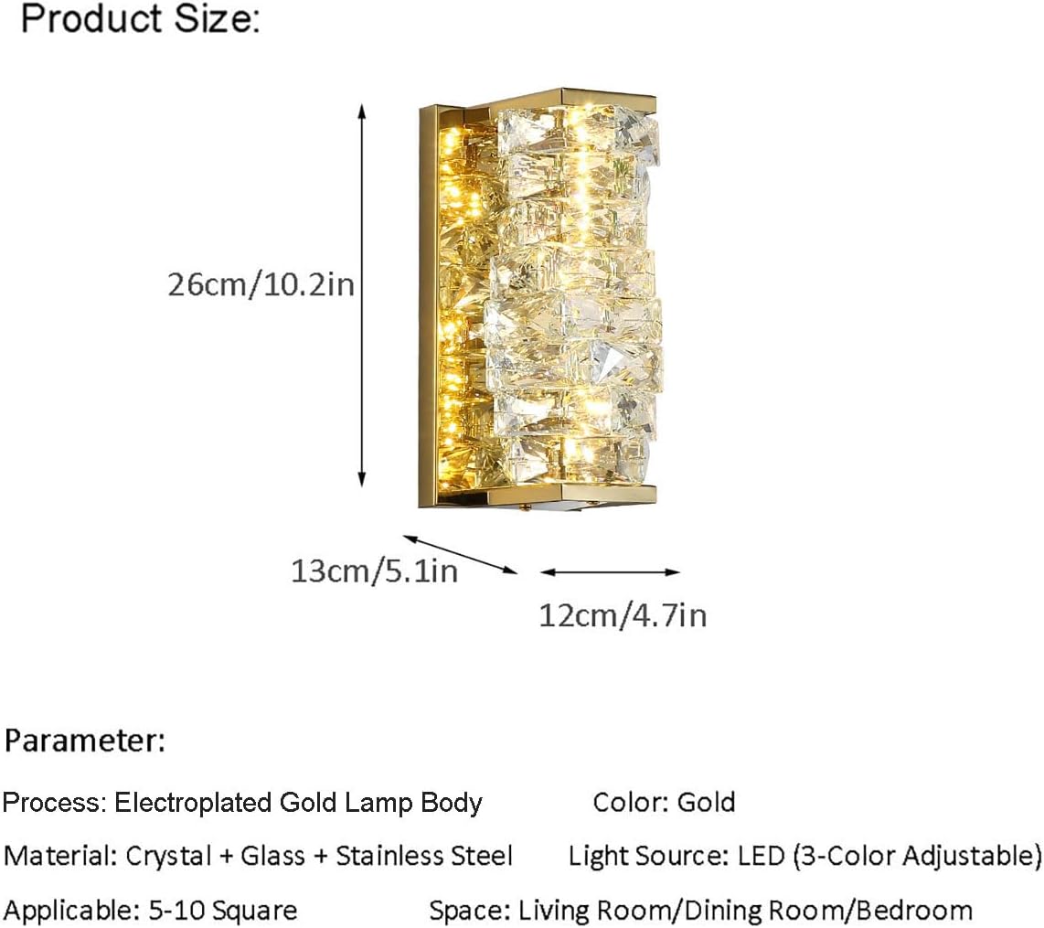 Wall sconce with dimensions and product details on a white background