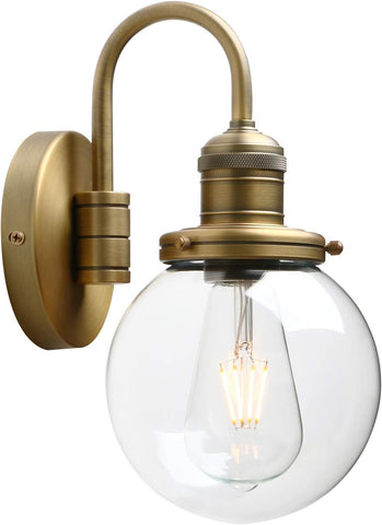 Lighting Modern Vintage Industrial Globe Sconce Wall Light Fitting with 5.9” Clear Glass Lampshade, for Office Home Kitchen Living Room Bedroom Loft Bar (Antique)
