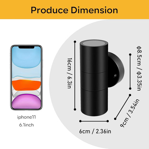 Outdoor Wall Light Up & Down Black LED Waterproof GU10 Bulbs