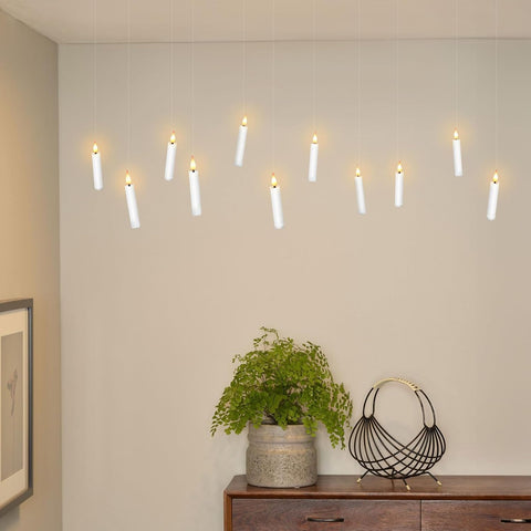 LED Taper Candles Light Set of 24, Battery Operated Flameless Floating Candles with 3D Wick, Clip-On Design, Remote Control & Timer, Warm White