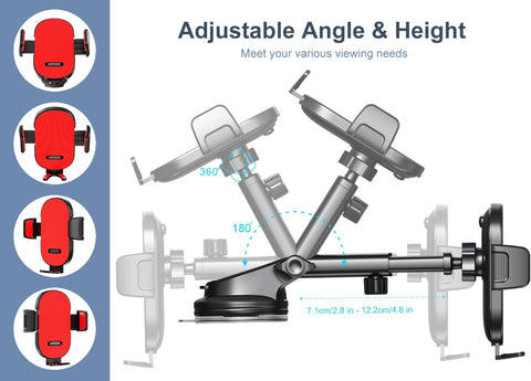 Arteck Black Universal Car Phone Mount Holder 360° Rotation