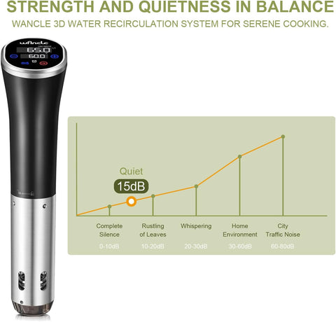Wancle Sous Vide Precision Cooker 1100W IPX7 Waterproof Immersion Circulator – Black