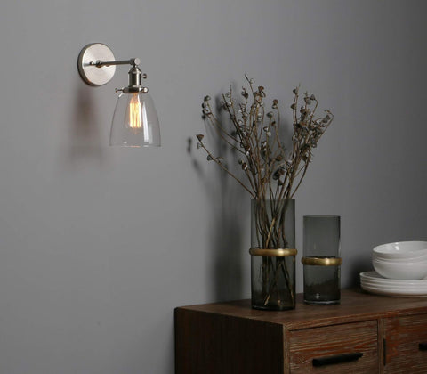 Vintage Industrial Glass Wall Sconce E27