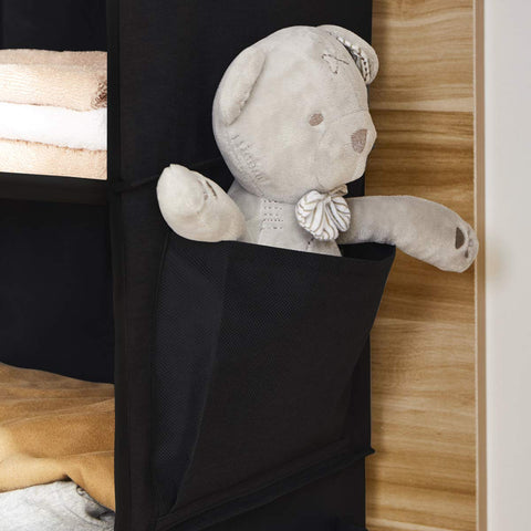 YOUDENOVA Hanging Wardrobe Organiser, 6 Shelves with Side Pockets, Grey – Make Every Shelf Count