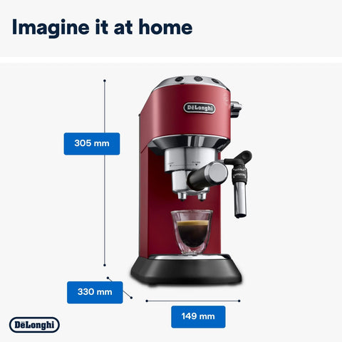 Traditional Pump Espresso Coffee Machine – 15 Bar Cappuccino & Latte Maker, 1L Red – EC685R