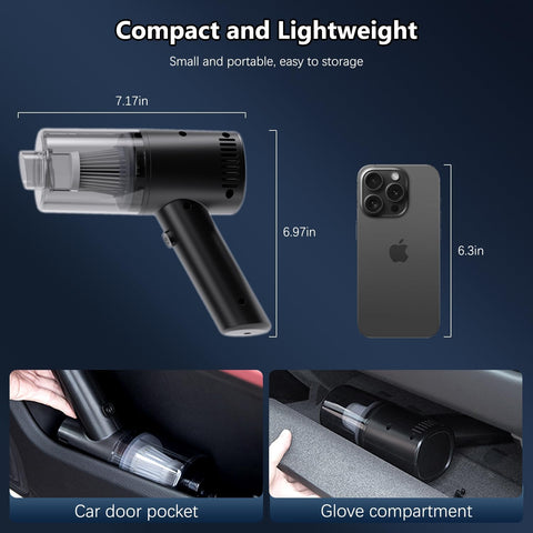 Cordless Handheld Vacuum Cleaner 15000Pa Powerful Suction, Lightweight Mini Car Vacuum with Fast USB Charging for Home, Sofa, Bed, Office & Pet Hair Cleaning