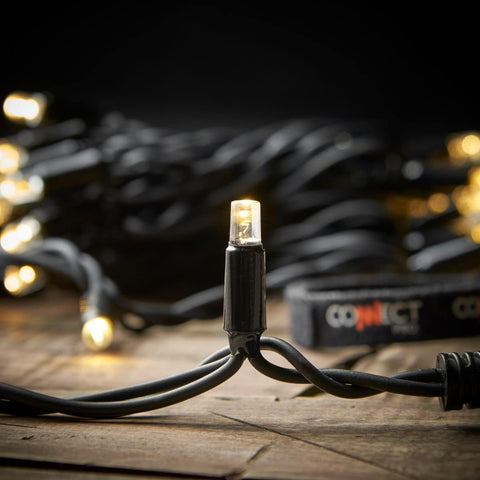 Festive Lights ConnectPro Outdoor LED Fairy Lights 5m – Warm White IP65 Waterproof Connectable String Lights with 40 LEDs, Rubber Cable for Christmas, Weddings & Gardens