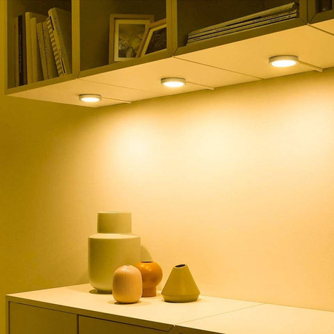 6 LED Under Cabinet Lights 1500LM Warm White Puck Lights – Kitchen Cupboard, Wardrobe & Shelf Lighting – Brighten the Dark Corners You’ve Been Missing