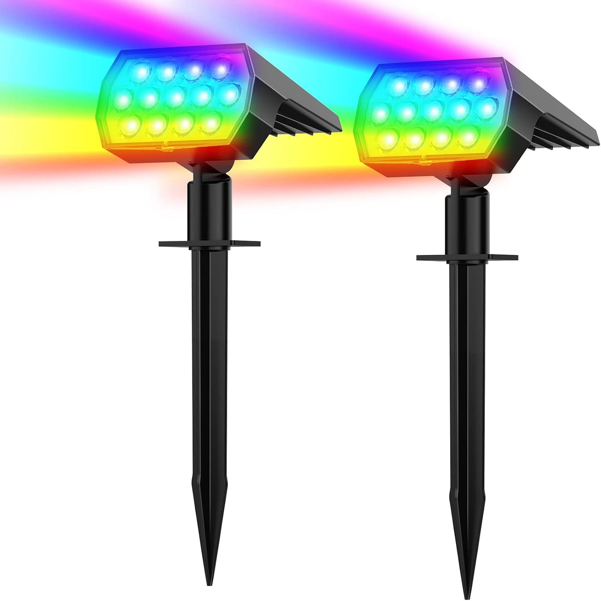 Solar Color Changing Lights - Multi-Color RGB Landscape Spotlights, IP65 Waterproof Solar Powered Garden Lights for Pathway, Tree, Garden