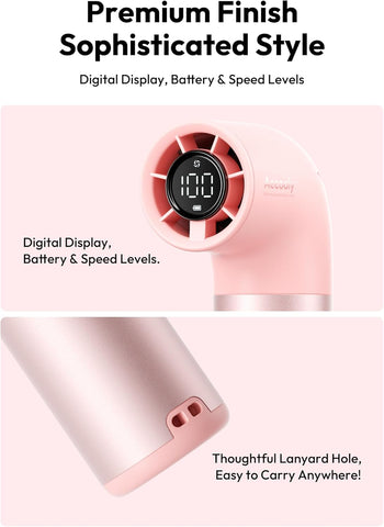 Aecooly Portable Handheld Fan, Powerful Turbo Mini Fan,15H Max Cooling Time,19000 RPM High Speed Aero Pro, 6 Speeds Aluminum Case, Pocket Rechargeable Personal Small Travel GIfts for Women Men -Pink