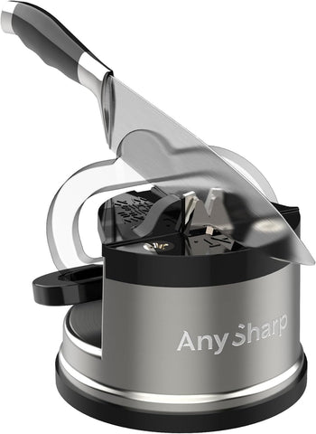 AnySharp Pro Metal Knife Sharpener – Suction Base | Hands-Free Safety | Razor-Sharp Results | Ideal for Hardened Steel & Serrated Knives