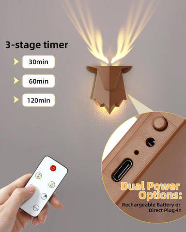 Fuloon Deer Shadow Battery Wall Lamp with Remote