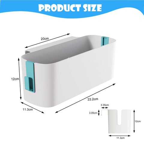 2 Pack Bedside Hanging Storage Organiser Baskets with 2 Detachable Hooks Each, White Plastic Bed Shelf for Phones, Books & Accessories