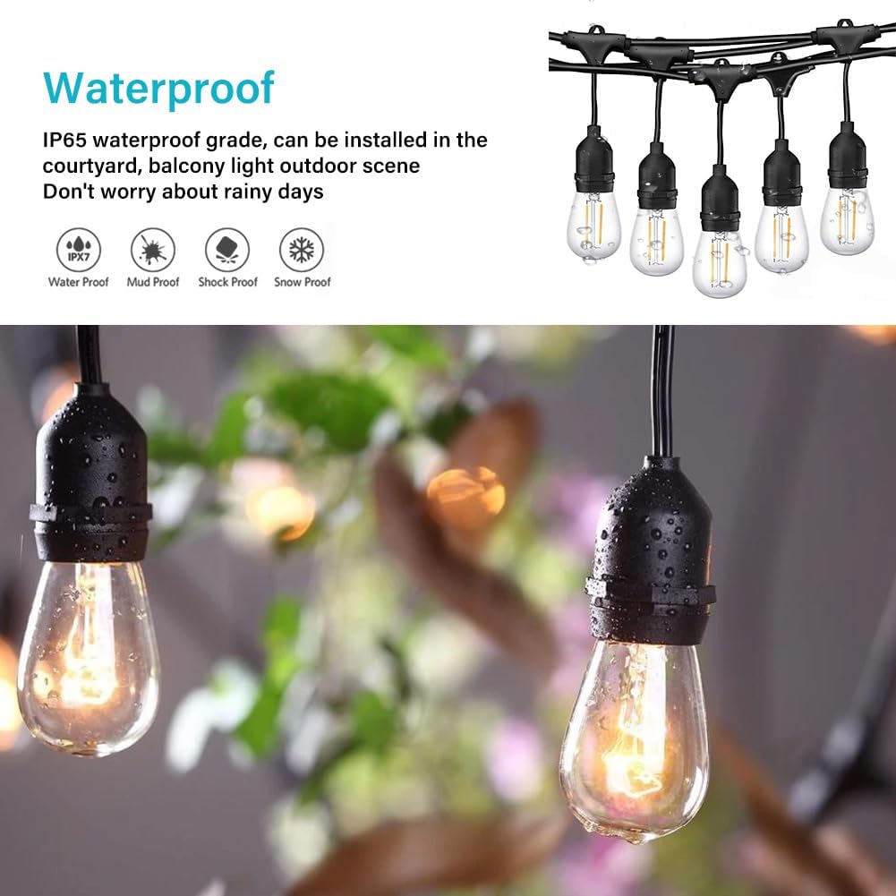 LED Outdoor String Lights Mains Powered 100ft Waterproof Garden Festoon Lights IP44 30+1 Bulbs(Screwed on) Warm White Decorative Lighting for Home Patio Veranda Backyard Party
