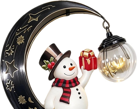 Snowman Stake Light, Solar Moon Design Garden Ground Lamp for Winter Decor