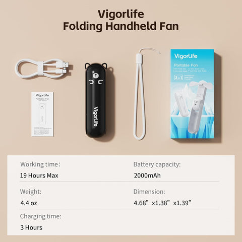 3 in 1 Foldable Handheld Mini Fan with Power Bank