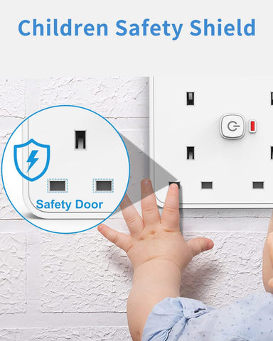 5M 4 Gang Extension Lead with USB C and 3 USB A Ports, Wall Mount Power Strip