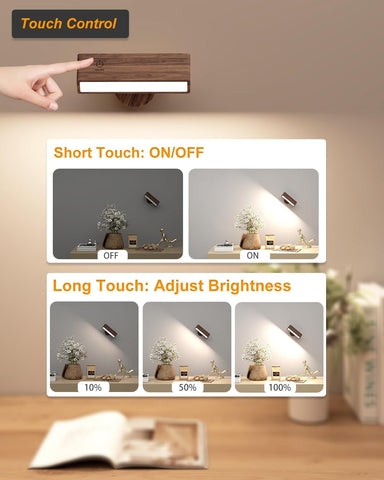 Wireless Rechargeable Wall Sconces Set of 2 with Remote