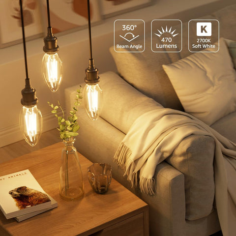 E14 LED Candle Bulb 4W Warm White 2700K Clear Filament