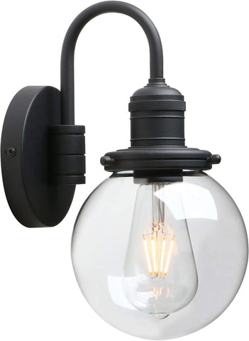 Yosoan Lighting Modern Vintage Industrial Globe Sconce Wall Light Fitting with 5.9” Clear Glass Lampshade, for Office Home Kitchen Living Room Bedroom Loft Bar
