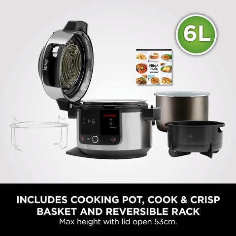 Foodi 11-in-1 SmartLid Multi-Cooker 6L – Electric Pressure Cooker & Air Fryer with Reversible Rack – Stainless Steel/Black