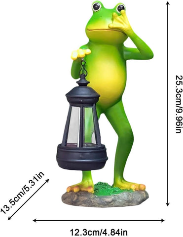 Solar Frog Statue, Waterproof Resin Sculpture with Lighting Design, 380g