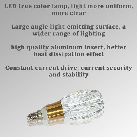 Acrylic Crystal LED Bulb 5W E14 6000K White Light