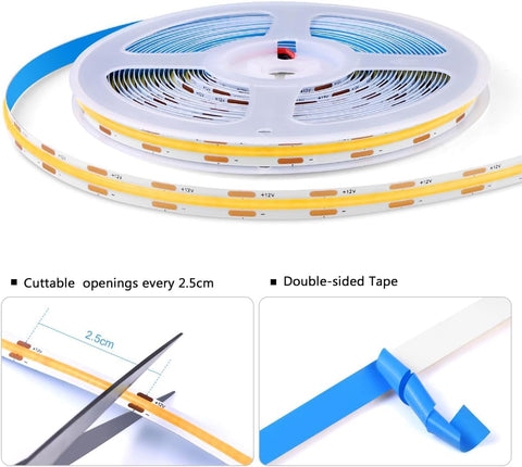 6-in-1 COB LED Strip Lights for Cabinets & Wardrobes – Dimmable Warm White Touch Control Lighting - Brighten Every Hidden Corner Without the Clutter