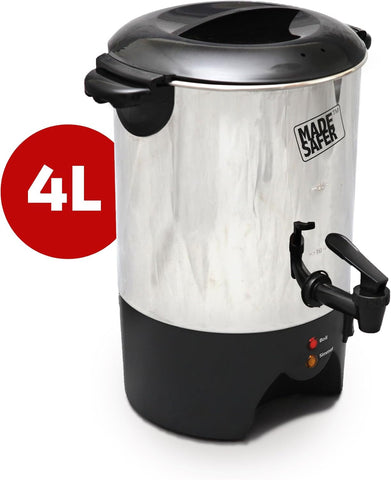 Made Safer 4L Hot Water Urn – Energy-Efficient Water Boiler & Dispenser for Tea & Coffee – 20 Cups, Thermal Jacket – UK