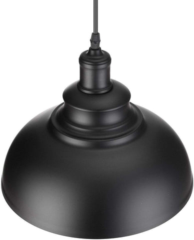 Modern Ceiling Pendant Light with Black Metal Lampshade 29cm, E27 Base & Adjustable Cable – Hanging Light for Kitchen, Bar, Living Room