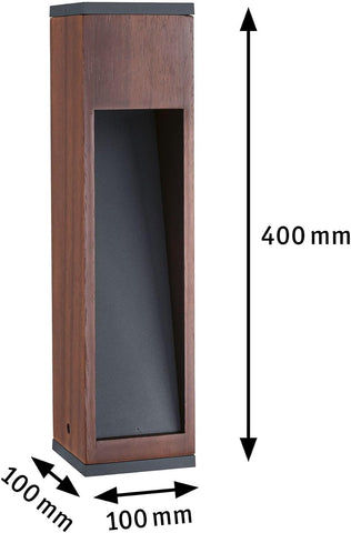 Paulmann 94677 LED outdoor luminaire bollard light Trabia IP44 400mm rectangular incl. 1x3.5 watt outdoor wood 3000K GU10