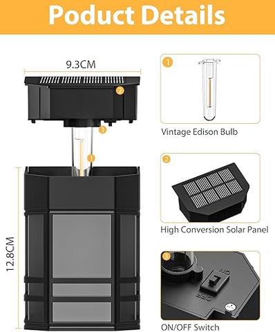 Retro Solar Fence Lights 4-Pack - IP65 Waterproof LED Garden Wall Lights with Vintage Style