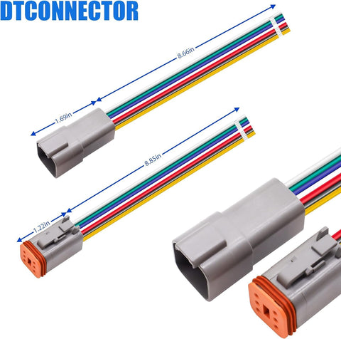 HISports 6-Pin DT Connector Kit, Waterproof DT Electrical Wire Connector 6 Pin Way Sealed Gray Male and Female Auto Waterproof Electrical Wire Connector Plug, for Motorcycle, Scooter, Car, Boats
