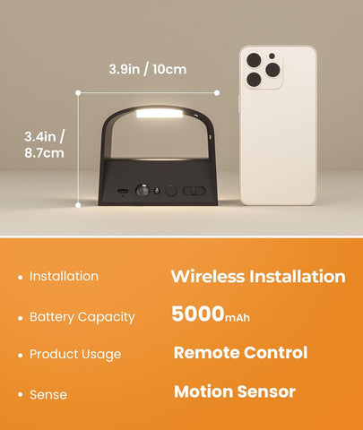 4 Pack Wireless Motion Sensor Wall Light - 5000mAh Rechargeable LED with Remote Control 600LM