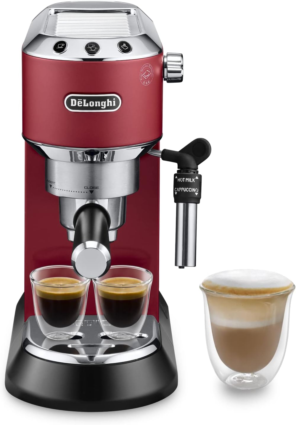 Traditional Pump Espresso Coffee Machine – 15 Bar Cappuccino & Latte Maker, 1L Red – EC685R