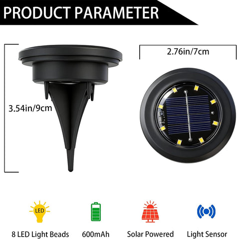 Hqynss Solar Lights Outdoor Garden, 8 Pack Solar Ground Lights, Warm White