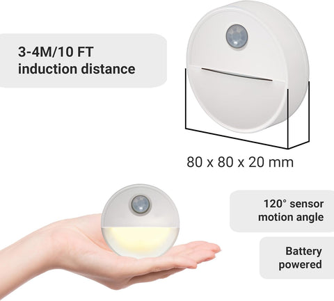 Battery Motion Sensor Night Lights Pack of 3 LED Stick-On Warm White