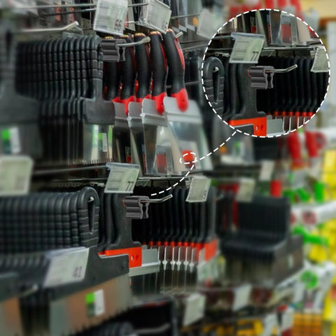 50 Pack Black Plastic Peg Hook Stoppers – Inventory Control Clips for Pegboard, Slatwall & Gridwall Retail Displays – Keep Every Product Neat, Visible and Ready to Shop