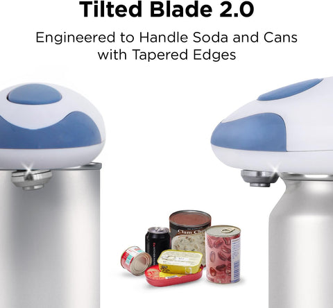 Kitchen Mama Auto 2.0 Electric Can Opener – Hands-Free, Battery Operated, Smooth Edge, Food-Safe Blade, Easy One-Touch Use – Morandi Blue