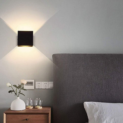 Modern LED Wall Lights for Living Room – 6W Black Aluminum Up Down Indoor Wall Lamp, Hardwired Sconce Lighting for Bedroom, Hallway & Home Deco