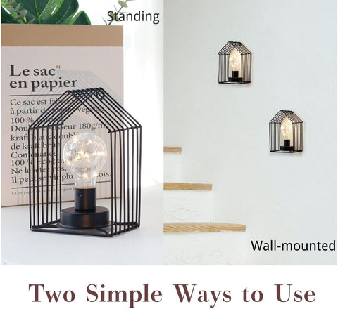 Battery Operated Table Lamp Set of 2 – 18cm Vintage Wall Sconce