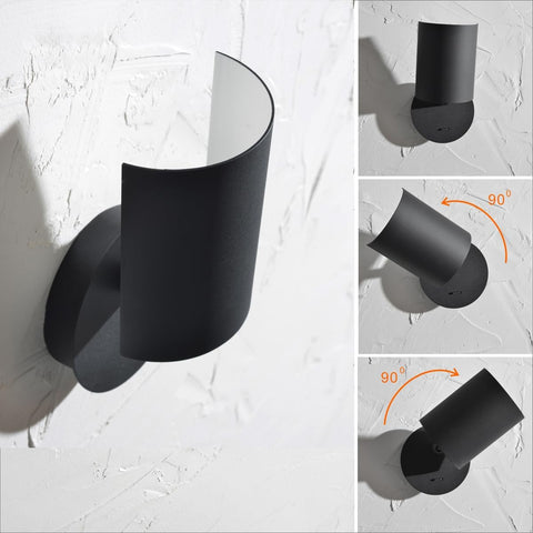 Modern Aluminium Wall Lamp with Black Switch, 90° Swivel Lampshade, E14 Bulb, for Bedroom, Living Room, Hallway, Hotel