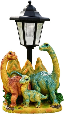 Dinosaur Garden Sculpture Solar Dinosaur Ornament Prehistoric Lawn Decor