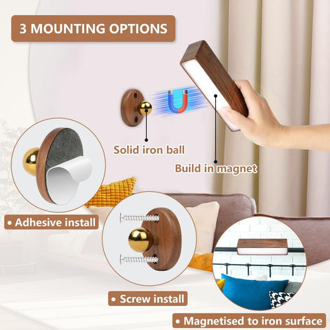 Battery Operated Wall Lights, Indoor Sconce Wall Light 360° Rotatable Magnetic, 4000mAh Rechargeable Wireless Wall Lamp, Touch Control Dimmable Wireless Wall Sconce for Bedroom, Living Room