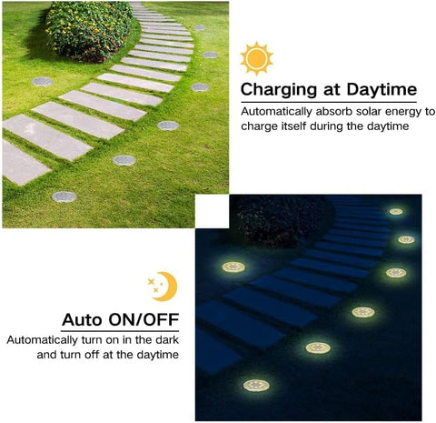 Joomer Solar Lights Outdoor Garden 12 Pack Solar Ground Lights Warm White