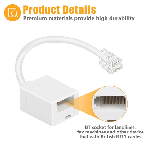 RJ11 to BT Phone Adapter Converter 2 Pack