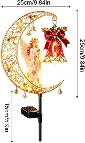 Christmas Solar Lights Outdoor - Resin Crescent Garden Stake, Waterproof