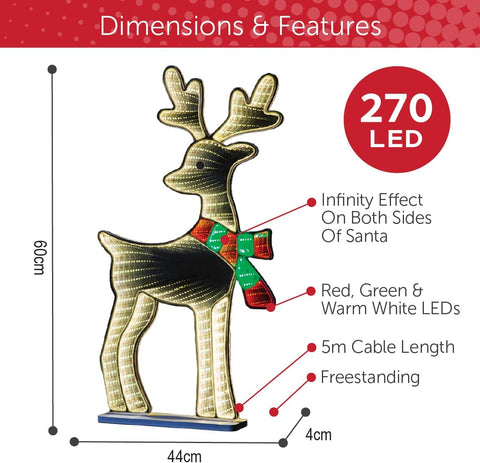 Reindeer Infinity Light – Multi-Coloured LED, 60cm