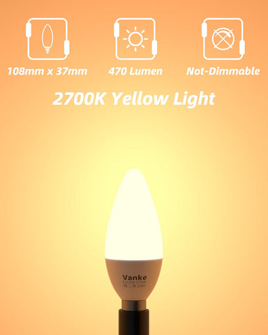 E14 LED Candle Bulbs 6W Warm White 2700K 6 Pack