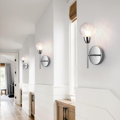 Polished Chrome Wall Lights Set of 2 with Switch